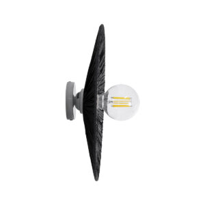 GloboStar® COLOMBO 02280 Boho Φωτιστικό Τοίχου – Απλίκα Μονόφωτο 1 x E27 AC 220-240V IP20 – Φ40 x Υ4.5cm – Μαύρη Φυσική Ράφια Άχυρο Πλέγμα – 5 Χρόνια Εγγύηση