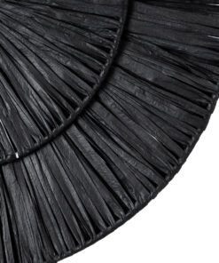 GloboStar® COLOMBO 02280 Boho Φωτιστικό Τοίχου – Απλίκα Μονόφωτο 1 x E27 AC 220-240V IP20 – Φ40 x Υ4.5cm – Μαύρη Φυσική Ράφια Άχυρο Πλέγμα – 5 Χρόνια Εγγύηση