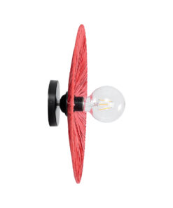 GloboStar® COLOMBO 02281 Boho Φωτιστικό Τοίχου – Απλίκα Μονόφωτο 1 x E27 AC 220-240V IP20 – Φ40 x Υ9cm – Κόκκινη Φυσική Ράφια Άχυρο Πλέγμα