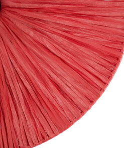 GloboStar® COLOMBO 02281 Boho Φωτιστικό Τοίχου – Απλίκα Μονόφωτο 1 x E27 AC 220-240V IP20 – Φ40 x Υ9cm – Κόκκινη Φυσική Ράφια Άχυρο Πλέγμα