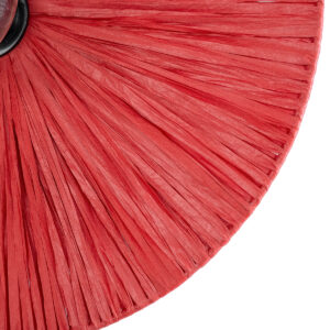 GloboStar® COLOMBO 02281 Boho Φωτιστικό Τοίχου – Απλίκα Μονόφωτο 1 x E27 AC 220-240V IP20 – Φ40 x Υ9cm – Κόκκινη Φυσική Ράφια Άχυρο Πλέγμα