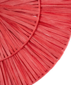 GloboStar® COLOMBO 02282 Boho Φωτιστικό Τοίχου – Απλίκα Μονόφωτο 1 x E27 AC 220-240V IP20 – Φ40 x Υ9cm – Κόκκινη Φυσική Ράφια Άχυρο Πλέγμα