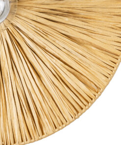 GloboStar® COLOMBO 02283 Boho Φωτιστικό Τοίχου – Απλίκα Μονόφωτο 1 x E27 AC 220-240V IP20 – Φ40 x Υ4.5cm – Μπεζ Καφέ Φυσική Ράφια Άχυρο Πλέγμα – 5 Χρόνια Εγγύηση
