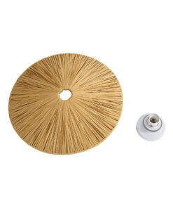 GloboStar® COLOMBO 02283 Boho Φωτιστικό Τοίχου – Απλίκα Μονόφωτο 1 x E27 AC 220-240V IP20 – Φ40 x Υ4.5cm – Μπεζ Καφέ Φυσική Ράφια Άχυρο Πλέγμα – 5 Χρόνια Εγγύηση