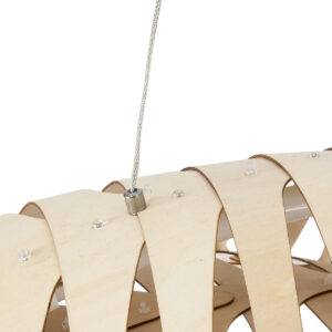 GloboStar® NANI 02285 Μοντέρνο Κρεμαστό Φωτιστικό Οροφής LED 60W AC220-240V IP20 – Μ120 x Π48 x Υ18cm – Μπεζ Ξύλινο Πλέγμα – Φυσικό Λευκό 4500K – 5 Χρόνια Εγγύηση