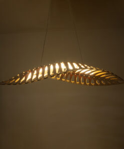 GloboStar® NANI 02285 Μοντέρνο Κρεμαστό Φωτιστικό Οροφής LED 60W AC220-240V IP20 – Μ120 x Π48 x Υ18cm – Μπεζ Ξύλινο Πλέγμα – Φυσικό Λευκό 4500K – 5 Χρόνια Εγγύηση