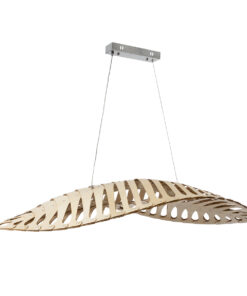 GloboStar® NANI 02285 Μοντέρνο Κρεμαστό Φωτιστικό Οροφής LED 60W AC220-240V IP20 – Μ120 x Π48 x Υ18cm – Μπεζ Ξύλινο Πλέγμα – Φυσικό Λευκό 4500K – 5 Χρόνια Εγγύηση