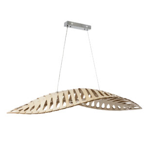 GloboStar® NANI 02285 Μοντέρνο Κρεμαστό Φωτιστικό Οροφής LED 60W AC220-240V IP20 – Μ120 x Π48 x Υ18cm – Μπεζ Ξύλινο Πλέγμα – Φυσικό Λευκό 4500K – 5 Χρόνια Εγγύηση