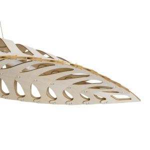 GloboStar® NANI 02285 Μοντέρνο Κρεμαστό Φωτιστικό Οροφής LED 60W AC220-240V IP20 – Μ120 x Π48 x Υ18cm – Μπεζ Ξύλινο Πλέγμα – Φυσικό Λευκό 4500K – 5 Χρόνια Εγγύηση