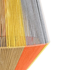 GloboStar® SALERNO 02289 Boho Κρεμαστό Φωτιστικό Οροφής Μονόφωτο 1 x E27 AC220-240V IP20 – Φ50 x Υ50cm – Μπεζ με Λευκό και Γρι με Πορτοκαλί Λεπτό Νήμα Βαμβακερό Πλέγμα Καμπάνα – 5 Χρόνια Εγγύηση