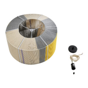 GloboStar® SALERNO 02290 Boho Κρεμαστό Φωτιστικό Οροφής Μονόφωτο 1 x E27 AC220-240V IP20 – Φ50 x Υ35cm – Γρι με Κίτρινο και Μπεζ – Καφέ με Μωβ Λεπτομέρεια Λεπτό Νήμα Πλέγμα Βαμβακερό Καπέλο – 5 Χρόνια Εγγύηση