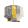GloboStar® SALERNO 02290 Boho Κρεμαστό Φωτιστικό Οροφής Μονόφωτο 1 x E27 AC220-240V IP20 – Φ50 x Υ35cm – Γρι με Κίτρινο και Μπεζ – Καφέ με Μωβ Λεπτομέρεια Λεπτό Νήμα Πλέγμα Βαμβακερό Καπέλο – 5 Χρόνια Εγγύηση