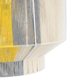 GloboStar® SALERNO 02290 Boho Κρεμαστό Φωτιστικό Οροφής Μονόφωτο 1 x E27 AC220-240V IP20 – Φ50 x Υ35cm – Γρι με Κίτρινο και Μπεζ – Καφέ με Μωβ Λεπτομέρεια Λεπτό Νήμα Πλέγμα Βαμβακερό Καπέλο – 5 Χρόνια Εγγύηση