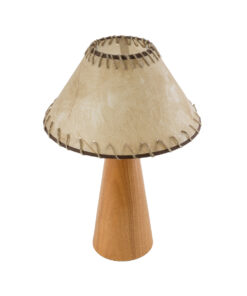 GloboStar® MASPALOMAS 02291 Boho Επιτραπέζιο Φωτιστικό Μονόφωτο 1 x E27 AC220-240V IP20 – Φ30 x Υ45cm – Μπεζ Ξύλινο Καμπάνα – 5 Χρόνια Εγγύηση