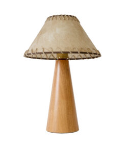 GloboStar® MASPALOMAS 02291 Boho Επιτραπέζιο Φωτιστικό Μονόφωτο 1 x E27 AC220-240V IP20 – Φ30 x Υ45cm – Μπεζ Ξύλινο Καμπάνα – 5 Χρόνια Εγγύηση