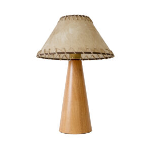 GloboStar® MASPALOMAS 02291 Boho Επιτραπέζιο Φωτιστικό Μονόφωτο 1 x E27 AC220-240V IP20 – Φ30 x Υ45cm – Μπεζ Ξύλινο Καμπάνα – 5 Χρόνια Εγγύηση