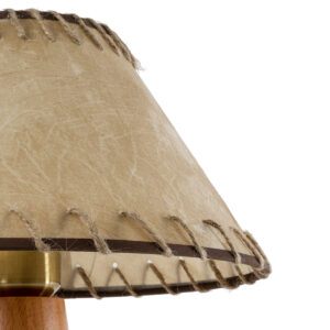 GloboStar® MASPALOMAS 02291 Boho Επιτραπέζιο Φωτιστικό Μονόφωτο 1 x E27 AC220-240V IP20 – Φ30 x Υ45cm – Μπεζ Ξύλινο Καμπάνα – 5 Χρόνια Εγγύηση