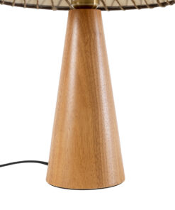 GloboStar® MASPALOMAS 02291 Boho Επιτραπέζιο Φωτιστικό Μονόφωτο 1 x E27 AC220-240V IP20 – Φ30 x Υ45cm – Μπεζ Ξύλινο Καμπάνα – 5 Χρόνια Εγγύηση