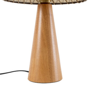 GloboStar® MASPALOMAS 02291 Boho Επιτραπέζιο Φωτιστικό Μονόφωτο 1 x E27 AC220-240V IP20 – Φ30 x Υ45cm – Μπεζ Ξύλινο Καμπάνα – 5 Χρόνια Εγγύηση