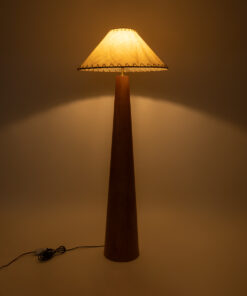 GloboStar® MASPALOMAS 02292 Boho Επιδαπέδιο Φωτιστικό Μονόφωτο 1 x E27 AC220-240V IP20 – Φ55 x Υ145cm – Μπεζ Ξύλινο Καμπάνα – 5 Χρόνια Εγγύηση