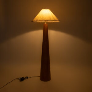 GloboStar® MASPALOMAS 02292 Boho Επιδαπέδιο Φωτιστικό Μονόφωτο 1 x E27 AC220-240V IP20 – Φ55 x Υ145cm – Μπεζ Ξύλινο Καμπάνα – 5 Χρόνια Εγγύηση