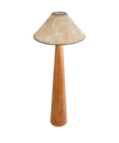 GloboStar® MASPALOMAS 02292 Boho Επιδαπέδιο Φωτιστικό Μονόφωτο 1 x E27 AC220-240V IP20 – Φ55 x Υ145cm – Μπεζ Ξύλινο Καμπάνα – 5 Χρόνια Εγγύηση