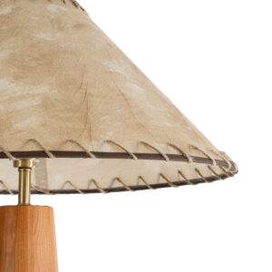 GloboStar® MASPALOMAS 02292 Boho Επιδαπέδιο Φωτιστικό Μονόφωτο 1 x E27 AC220-240V IP20 – Φ55 x Υ145cm – Μπεζ Ξύλινο Καμπάνα – 5 Χρόνια Εγγύηση