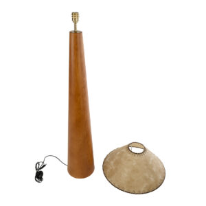 GloboStar® MASPALOMAS 02292 Boho Επιδαπέδιο Φωτιστικό Μονόφωτο 1 x E27 AC220-240V IP20 – Φ55 x Υ145cm – Μπεζ Ξύλινο Καμπάνα – 5 Χρόνια Εγγύηση