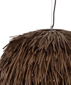 GloboStar® GUADELOUPE 02293 Boho Κρεμαστό Φωτιστικό Οροφής Μονόφωτο 1 x E27 AC220-240V IP20 – Φ50 x Υ40cm – Καφέ Σκούρο Φυσική Ράφια Νήμα Πλέγμα Καμπάνα – 5 Χρόνια Εγγύηση