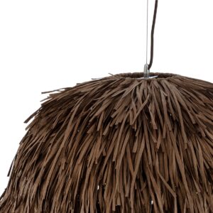 GloboStar® GUADELOUPE 02294 Boho Κρεμαστό Φωτιστικό Οροφής Μονόφωτο 1 x E27 AC220-240V IP20 – Φ80 x Υ60cm – Καφέ Σκούρο Φυσική Ράφια Νήμα Πλέγμα Καμπάνα – 5 Χρόνια Εγγύηση