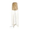 GloboStar® MEILANI 02301 Boho Επιδαπέδιο Φωτιστικό Μονόφωτο 1 x E27 AC220-240V IP20 – Φ40 x Υ150cm – Χρυσό Μεταλλικό με Μπεζ Ξύλινο Ρατάν Πλέγμα – 5 Χρόνια Εγγύηση