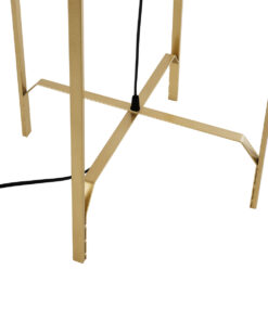 GloboStar® MEILANI 02301 Boho Επιδαπέδιο Φωτιστικό Μονόφωτο 1 x E27 AC220-240V IP20 – Φ40 x Υ150cm – Χρυσό Μεταλλικό με Μπεζ Ξύλινο Ρατάν Πλέγμα – 5 Χρόνια Εγγύηση