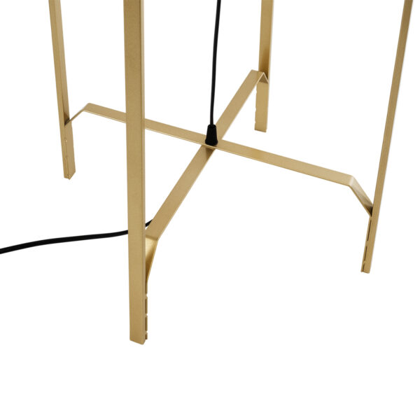 GloboStar® MEILANI 02301 Boho Επιδαπέδιο Φωτιστικό Μονόφωτο 1 x E27 AC220-240V IP20 – Φ40 x Υ150cm – Χρυσό Μεταλλικό με Μπεζ Ξύλινο Ρατάν Πλέγμα – 5 Χρόνια Εγγύηση