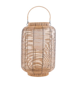 GloboStar® GRAMBIAN 02304 Boho Αυτόνομο Ηλιακό Κρεμαστό/Επιτραπέζιο Φωτιστικό Φαναράκι LED SMD 5W 200lm – Φ30 x Υ48cm – με Ενσωματωμένη Μπαταρία 600mAh – Φωτοβολταϊκό Πάνελ και Αισθητήρα Ημέρας-Νύχτας με Ασύρματο Χειριστήριο IR Μπεζ Μπαμπού Αδιάβροχο IP65 Θερμό Λευκό 3000K