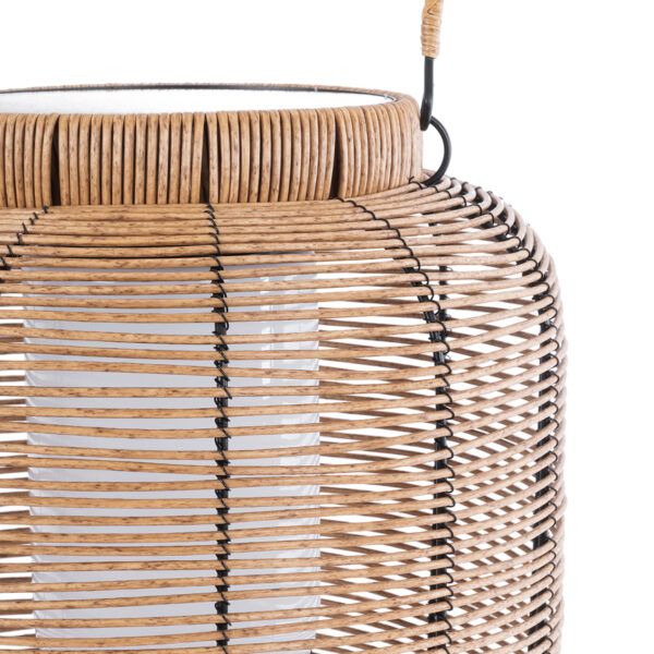 GloboStar® GRAMBIAN 02304 Boho Αυτόνομο Ηλιακό Κρεμαστό/Επιτραπέζιο Φωτιστικό Φαναράκι LED SMD 5W 200lm – Φ30 x Υ48cm – με Ενσωματωμένη Μπαταρία 600mAh – Φωτοβολταϊκό Πάνελ και Αισθητήρα Ημέρας-Νύχτας με Ασύρματο Χειριστήριο IR Μπεζ Μπαμπού Αδιάβροχο IP65 Θερμό Λευκό 3000K