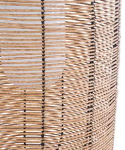 GloboStar® GRAMBIAN 02304 Boho Αυτόνομο Ηλιακό Κρεμαστό/Επιτραπέζιο Φωτιστικό Φαναράκι LED SMD 5W 200lm – Φ30 x Υ48cm – με Ενσωματωμένη Μπαταρία 600mAh – Φωτοβολταϊκό Πάνελ και Αισθητήρα Ημέρας-Νύχτας με Ασύρματο Χειριστήριο IR Μπεζ Μπαμπού Αδιάβροχο IP65 Θερμό Λευκό 3000K