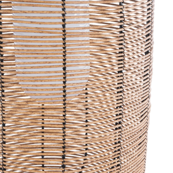 GloboStar® GRAMBIAN 02304 Boho Αυτόνομο Ηλιακό Κρεμαστό/Επιτραπέζιο Φωτιστικό Φαναράκι LED SMD 5W 200lm – Φ30 x Υ48cm – με Ενσωματωμένη Μπαταρία 600mAh – Φωτοβολταϊκό Πάνελ και Αισθητήρα Ημέρας-Νύχτας με Ασύρματο Χειριστήριο IR Μπεζ Μπαμπού Αδιάβροχο IP65 Θερμό Λευκό 3000K