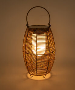 GloboStar® HESPELER 02305 Boho Αυτόνομο Ηλιακό Κρεμαστό/Επιτραπέζιο Φωτιστικό Φαναράκι LED SMD 5W 200lm – Φ25 x Υ45cm – με Ενσωματωμένη Μπαταρία 600mAh – Φωτοβολταϊκό Πάνελ και Αισθητήρα Ημέρας-Νύχτας με Ασύρματο Χειριστήριο IR Μπεζ Μπαμπού Αδιάβροχο IP65 Θερμό Λευκό 3000K