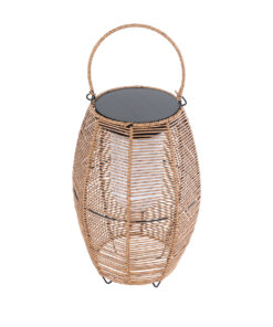 GloboStar® HESPELER 02305 Boho Αυτόνομο Ηλιακό Κρεμαστό/Επιτραπέζιο Φωτιστικό Φαναράκι LED SMD 5W 200lm – Φ25 x Υ45cm – με Ενσωματωμένη Μπαταρία 600mAh – Φωτοβολταϊκό Πάνελ και Αισθητήρα Ημέρας-Νύχτας με Ασύρματο Χειριστήριο IR Μπεζ Μπαμπού Αδιάβροχο IP65 Θερμό Λευκό 3000K