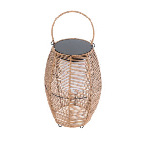 GloboStar® HESPELER 02305 Boho Αυτόνομο Ηλιακό Κρεμαστό/Επιτραπέζιο Φωτιστικό Φαναράκι LED SMD 5W 200lm – Φ25 x Υ45cm – με Ενσωματωμένη Μπαταρία 600mAh – Φωτοβολταϊκό Πάνελ και Αισθητήρα Ημέρας-Νύχτας με Ασύρματο Χειριστήριο IR Μπεζ Μπαμπού Αδιάβροχο IP65 Θερμό Λευκό 3000K