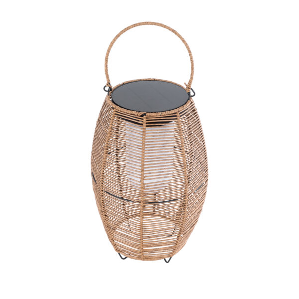 GloboStar® HESPELER 02305 Boho Αυτόνομο Ηλιακό Κρεμαστό/Επιτραπέζιο Φωτιστικό Φαναράκι LED SMD 5W 200lm – Φ25 x Υ45cm – με Ενσωματωμένη Μπαταρία 600mAh – Φωτοβολταϊκό Πάνελ και Αισθητήρα Ημέρας-Νύχτας με Ασύρματο Χειριστήριο IR Μπεζ Μπαμπού Αδιάβροχο IP65 Θερμό Λευκό 3000K