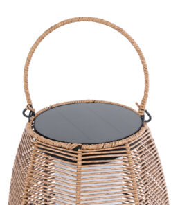 GloboStar® HESPELER 02305 Boho Αυτόνομο Ηλιακό Κρεμαστό/Επιτραπέζιο Φωτιστικό Φαναράκι LED SMD 5W 200lm – Φ25 x Υ45cm – με Ενσωματωμένη Μπαταρία 600mAh – Φωτοβολταϊκό Πάνελ και Αισθητήρα Ημέρας-Νύχτας με Ασύρματο Χειριστήριο IR Μπεζ Μπαμπού Αδιάβροχο IP65 Θερμό Λευκό 3000K