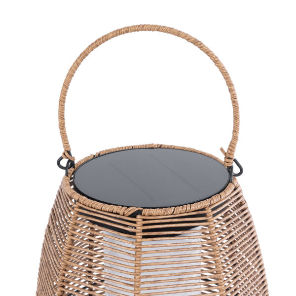 GloboStar® HESPELER 02305 Boho Αυτόνομο Ηλιακό Κρεμαστό/Επιτραπέζιο Φωτιστικό Φαναράκι LED SMD 5W 200lm – Φ25 x Υ45cm – με Ενσωματωμένη Μπαταρία 600mAh – Φωτοβολταϊκό Πάνελ και Αισθητήρα Ημέρας-Νύχτας με Ασύρματο Χειριστήριο IR Μπεζ Μπαμπού Αδιάβροχο IP65 Θερμό Λευκό 3000K