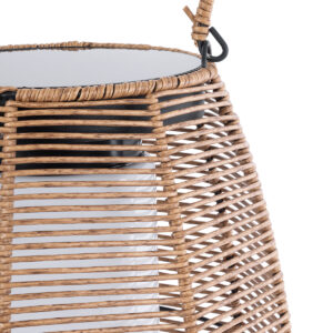 GloboStar® HESPELER 02305 Boho Αυτόνομο Ηλιακό Κρεμαστό/Επιτραπέζιο Φωτιστικό Φαναράκι LED SMD 5W 200lm – Φ25 x Υ45cm – με Ενσωματωμένη Μπαταρία 600mAh – Φωτοβολταϊκό Πάνελ και Αισθητήρα Ημέρας-Νύχτας με Ασύρματο Χειριστήριο IR Μπεζ Μπαμπού Αδιάβροχο IP65 Θερμό Λευκό 3000K
