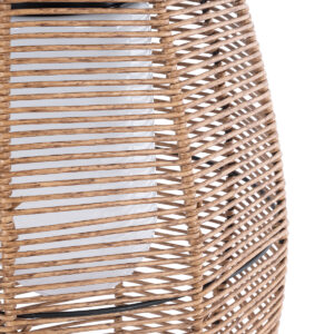 GloboStar® HESPELER 02305 Boho Αυτόνομο Ηλιακό Κρεμαστό/Επιτραπέζιο Φωτιστικό Φαναράκι LED SMD 5W 200lm – Φ25 x Υ45cm – με Ενσωματωμένη Μπαταρία 600mAh – Φωτοβολταϊκό Πάνελ και Αισθητήρα Ημέρας-Νύχτας με Ασύρματο Χειριστήριο IR Μπεζ Μπαμπού Αδιάβροχο IP65 Θερμό Λευκό 3000K