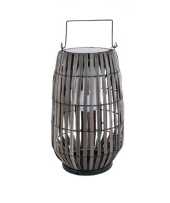 GloboStar® NETLEY 02306 Boho Αυτόνομο Ηλιακό Κρεμαστό/Επιτραπέζιο Φωτιστικό Φαναράκι LED SMD 5W 200lm – Φ30 x Υ50cm – με Ενσωματωμένη Μπαταρία 600mAh – Φωτοβολταϊκό Πάνελ και Αισθητήρα Ημέρας-Νύχτας με Ασύρματο Χειριστήριο IR Γκρι Μπαμπού Αδιάβροχο IP65 Θερμό Λευκό 3000K