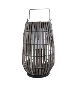 GloboStar® NETLEY 02306 Boho Αυτόνομο Ηλιακό Κρεμαστό/Επιτραπέζιο Φωτιστικό Φαναράκι LED SMD 5W 200lm – Φ30 x Υ50cm – με Ενσωματωμένη Μπαταρία 600mAh – Φωτοβολταϊκό Πάνελ και Αισθητήρα Ημέρας-Νύχτας με Ασύρματο Χειριστήριο IR Γκρι Μπαμπού Αδιάβροχο IP65 Θερμό Λευκό 3000K