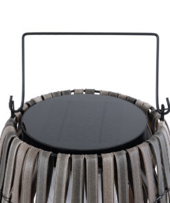 GloboStar® NETLEY 02306 Boho Αυτόνομο Ηλιακό Κρεμαστό/Επιτραπέζιο Φωτιστικό Φαναράκι LED SMD 5W 200lm – Φ30 x Υ50cm – με Ενσωματωμένη Μπαταρία 600mAh – Φωτοβολταϊκό Πάνελ και Αισθητήρα Ημέρας-Νύχτας με Ασύρματο Χειριστήριο IR Γκρι Μπαμπού Αδιάβροχο IP65 Θερμό Λευκό 3000K