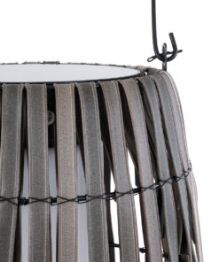 GloboStar® NETLEY 02306 Boho Αυτόνομο Ηλιακό Κρεμαστό/Επιτραπέζιο Φωτιστικό Φαναράκι LED SMD 5W 200lm – Φ30 x Υ50cm – με Ενσωματωμένη Μπαταρία 600mAh – Φωτοβολταϊκό Πάνελ και Αισθητήρα Ημέρας-Νύχτας με Ασύρματο Χειριστήριο IR Γκρι Μπαμπού Αδιάβροχο IP65 Θερμό Λευκό 3000K