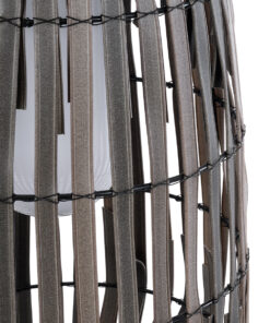 GloboStar® NETLEY 02306 Boho Αυτόνομο Ηλιακό Κρεμαστό/Επιτραπέζιο Φωτιστικό Φαναράκι LED SMD 5W 200lm – Φ30 x Υ50cm – με Ενσωματωμένη Μπαταρία 600mAh – Φωτοβολταϊκό Πάνελ και Αισθητήρα Ημέρας-Νύχτας με Ασύρματο Χειριστήριο IR Γκρι Μπαμπού Αδιάβροχο IP65 Θερμό Λευκό 3000K